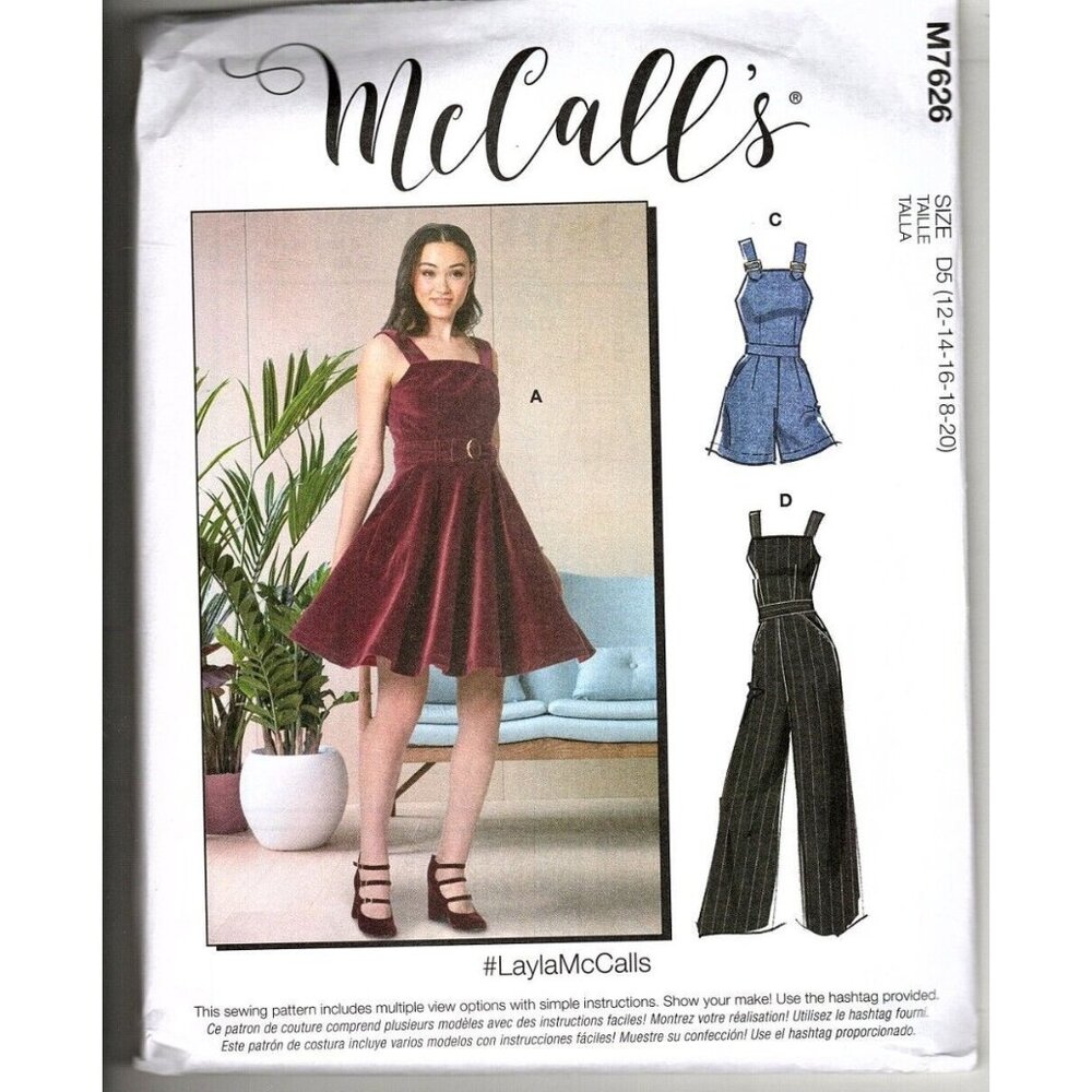 McCall's M7626 Misses 12 to 20 Dresses, Jumpsuit and Romper Uncut Sewing Pattern